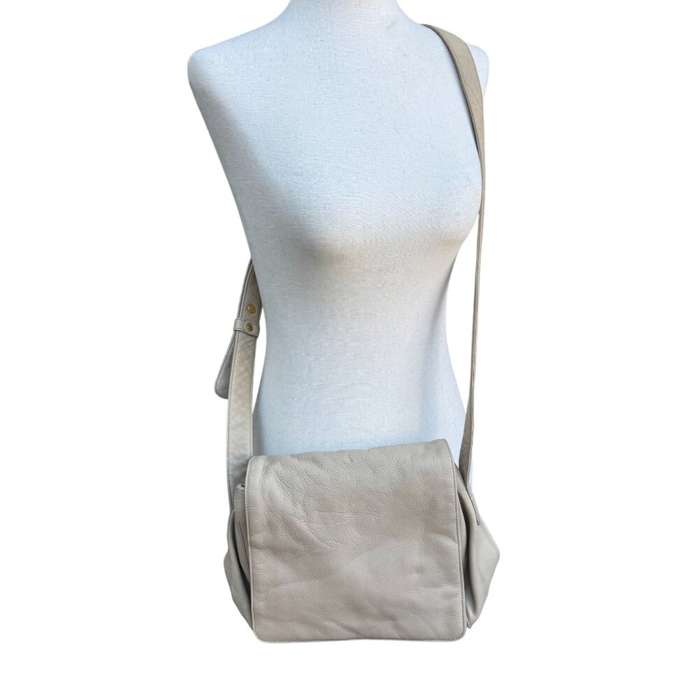 Donna Karan Vintage 90s Minimalist Luxury Pebbled Italian Leather Crossbody Bag